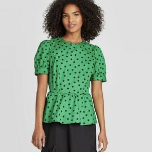 NWT Green Polka Dot Blouse